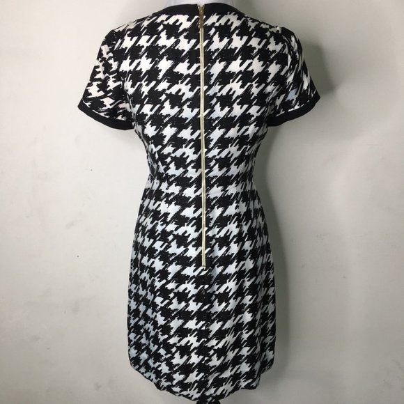 Kate Spade Women's Houndstooth Sheath Mini Dress Short Sleeve Size 0 Bla… - Picture 12 of 16